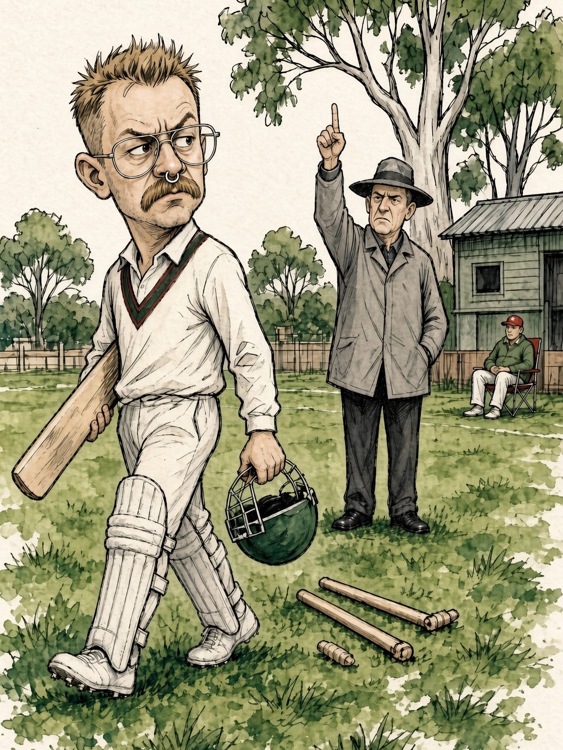 The author, at silly point, not watching the ball