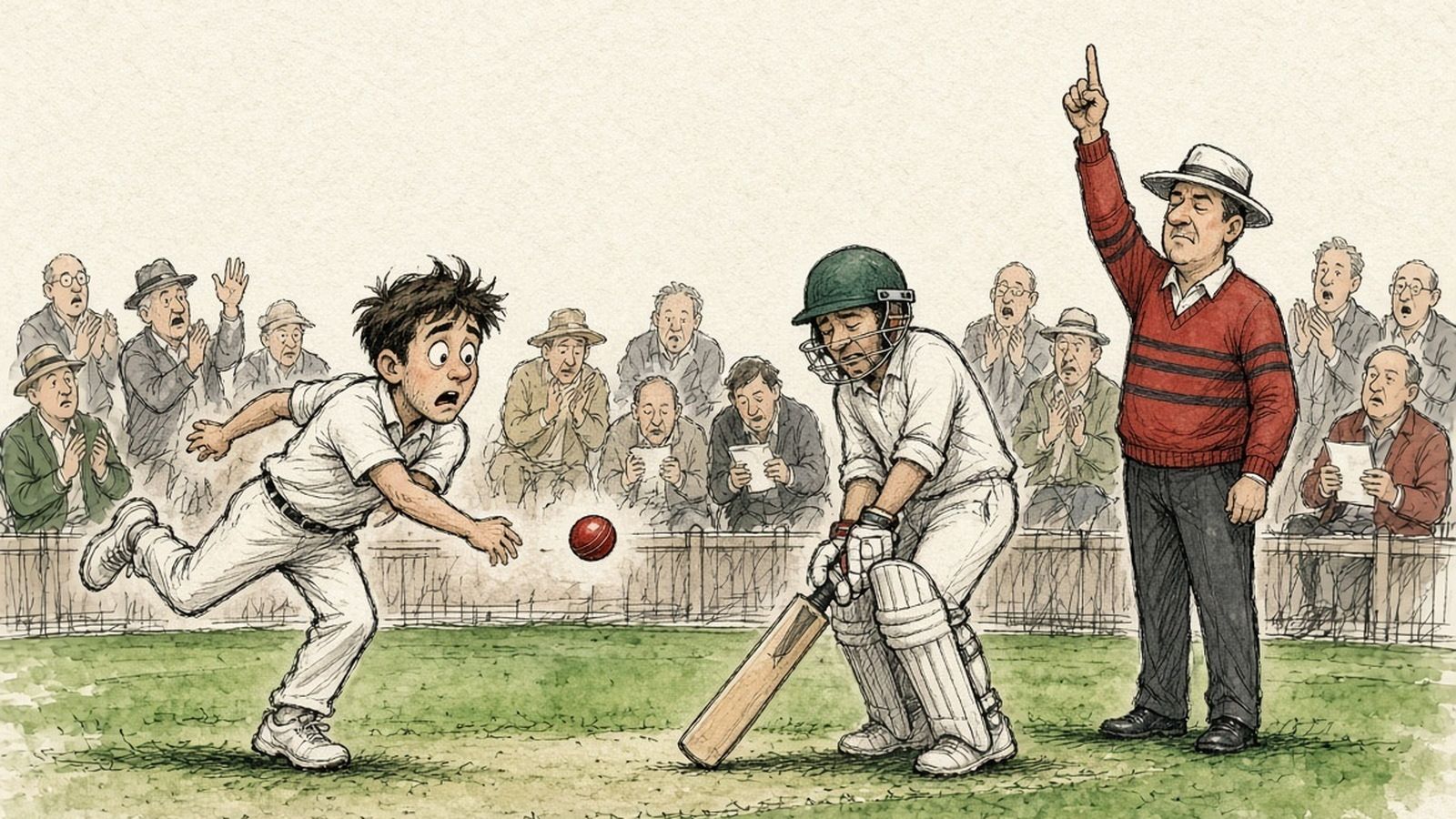 Fourth ball in Test cricket. The England captain.